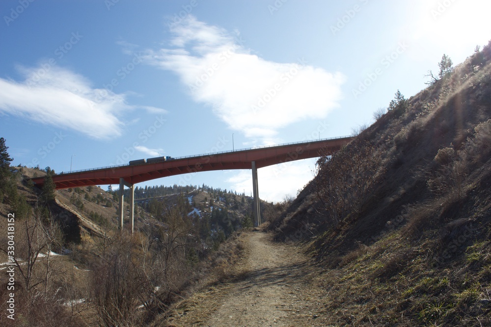 Orange bridge with blue sky Orange bridge with blue sky