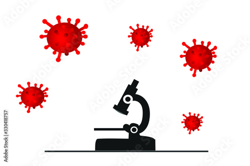 Virus bacteria with microscope illustration vector