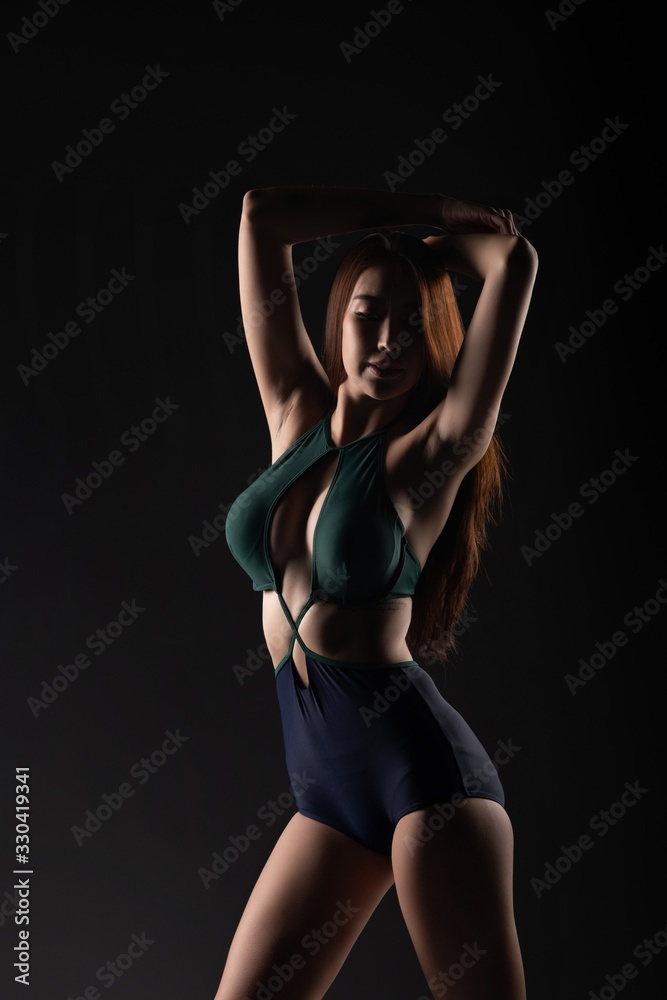 Sexy asian girl model, woman body contour, beautiful sexy asian lady.