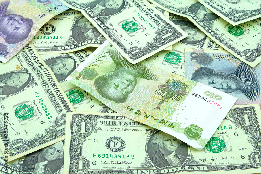 Obraz premium Money Dollar, USA and China, currency exchange concept