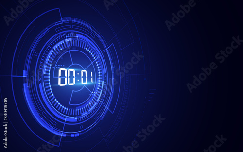 Abstract Futuristic Technology Background with Digital number timer concept and countdown, vector transparent