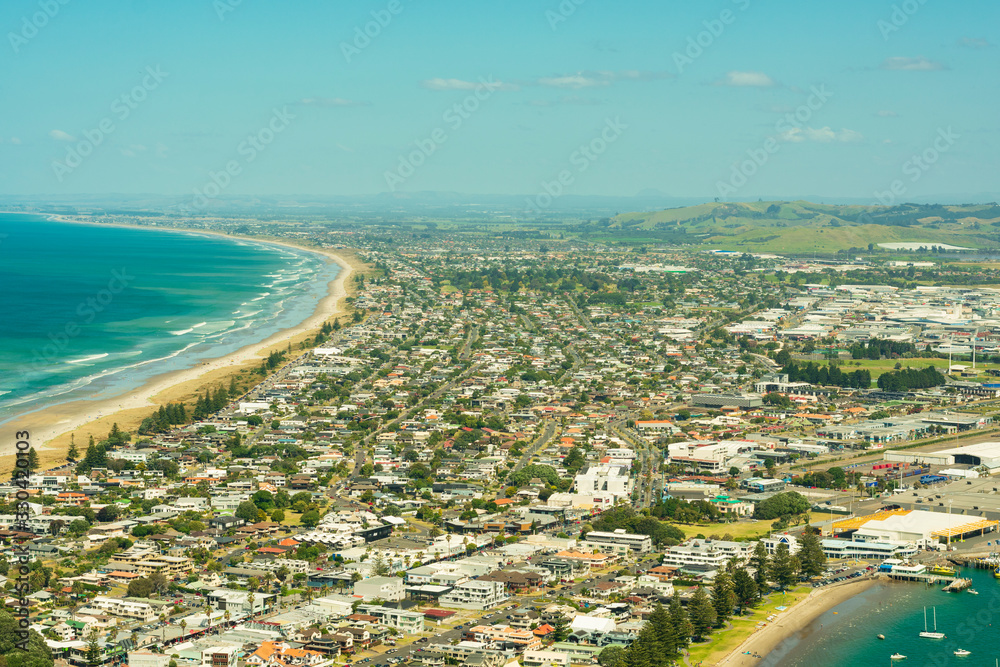 View from the top of Mount Maunganui in Tauranaga, New Zealand 