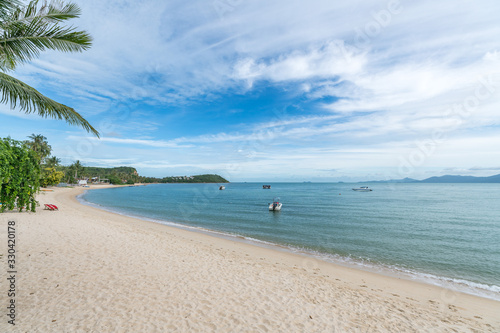 Ko Samui Beach Seascape with Sunlight and Blue Sky, Thailand photo