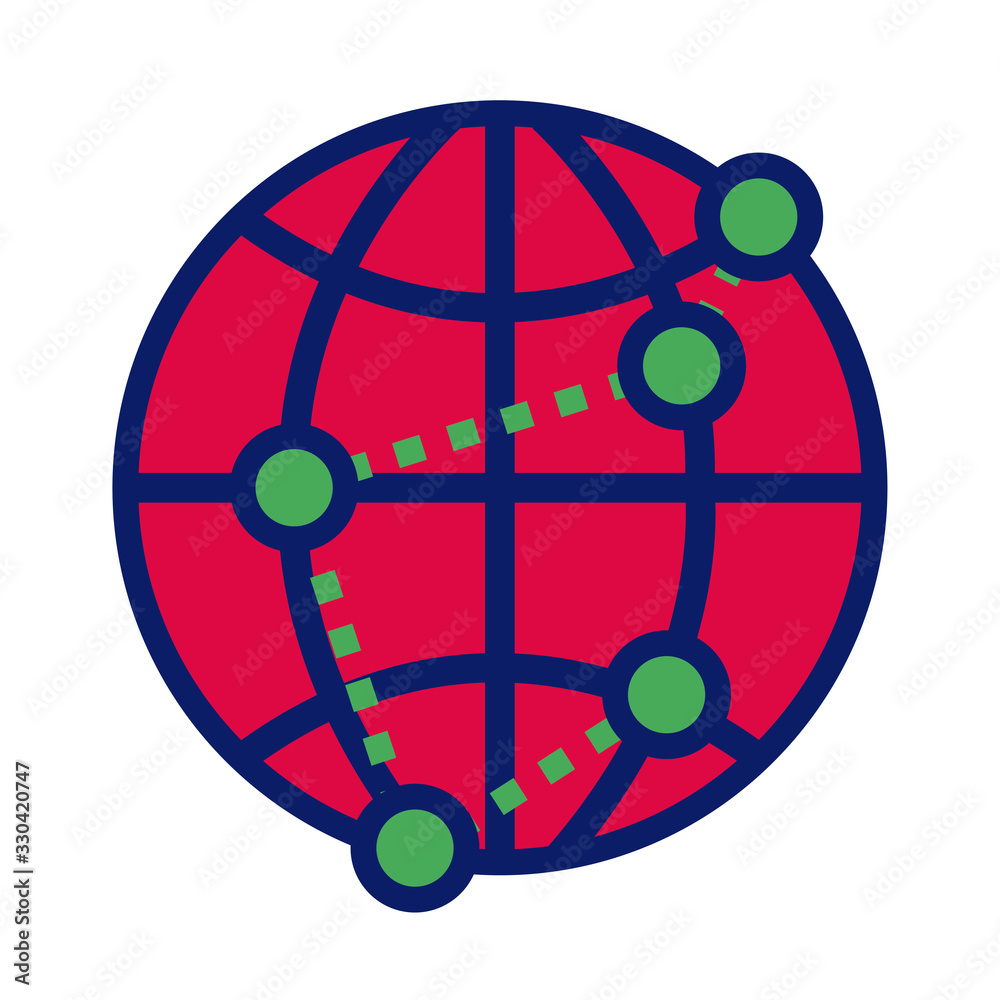 sphere planet with points location line and fill style icon sphere planet with points location line and fill style icon