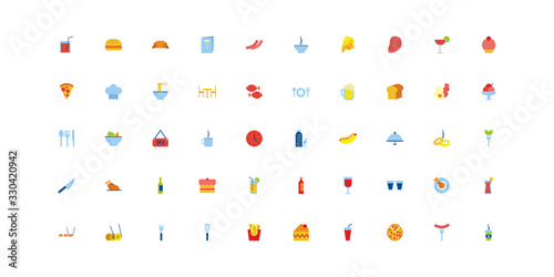 bundle of restaurant set flat icons