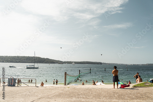 Photography Nielsen Park, Sydney, NSW - March 1st 2020: People enjoying the sunny weekend weather at Shark Beach