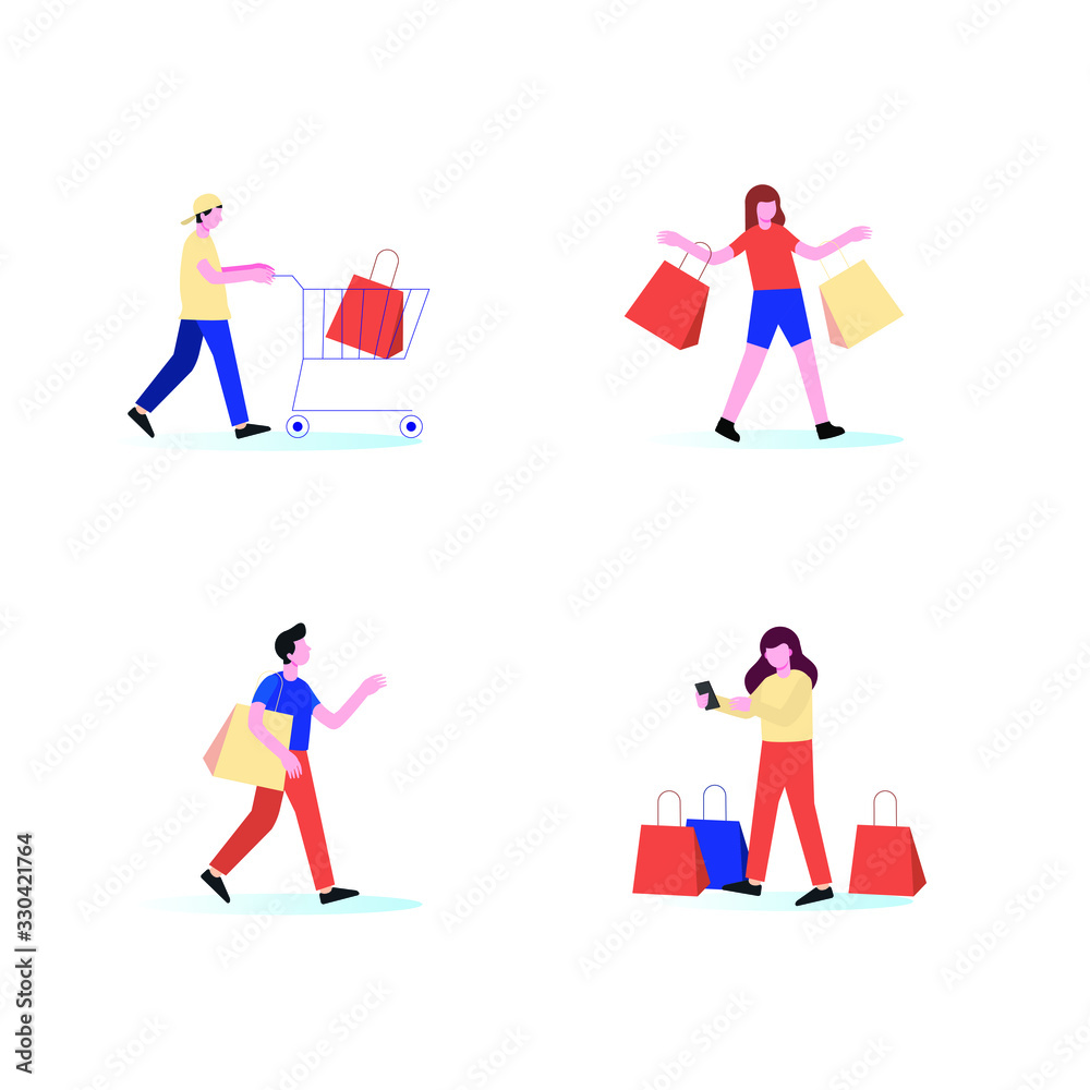 Illustration People shopping