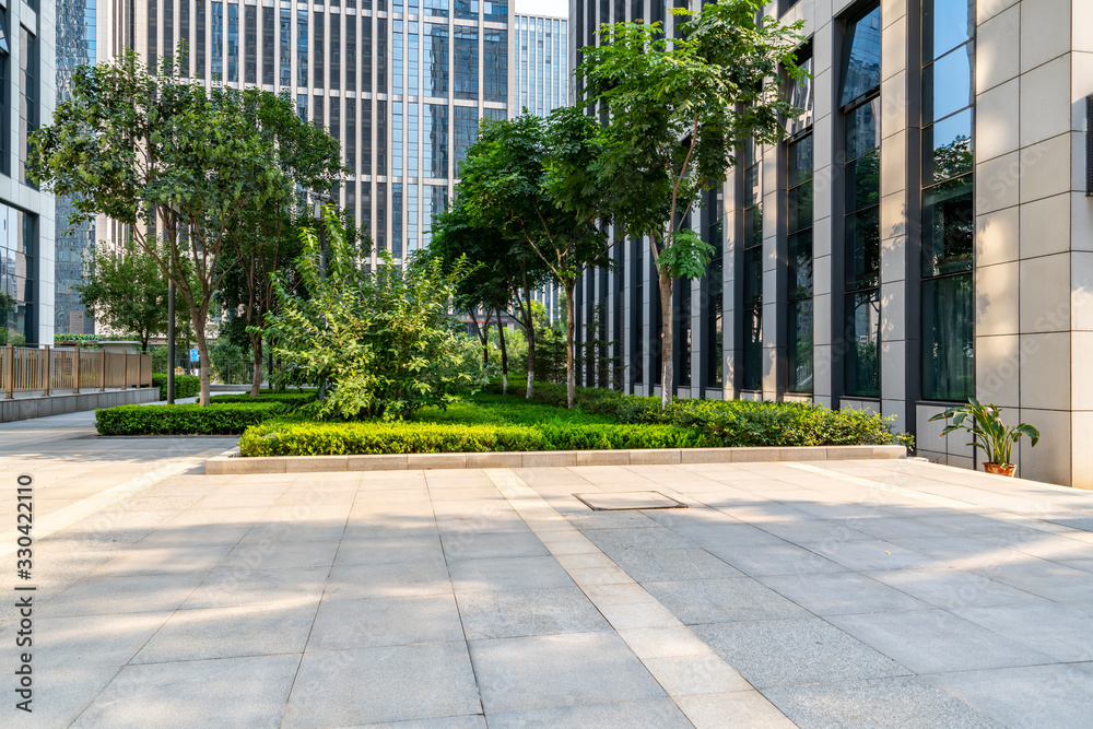 Square and office building of Jinan central business district..