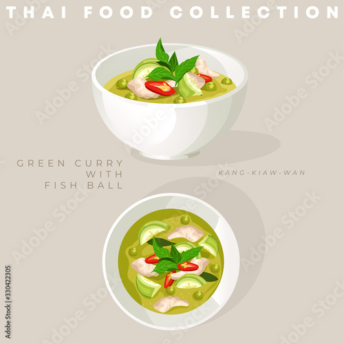 Traditional Thai food collection : Vector Illustration