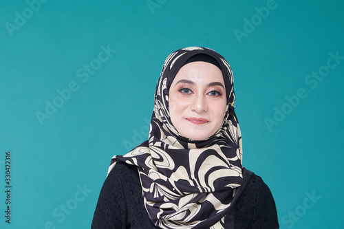 Beauty asian women wearing scarf with variety reaction face isolated