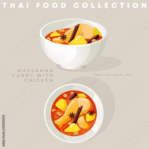 Traditional Thai food collection : Vector Illustration