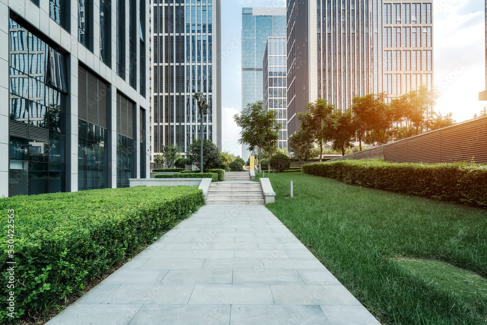 Square and office building of Jinan central business district.. Square and office building of Jinan central business district..