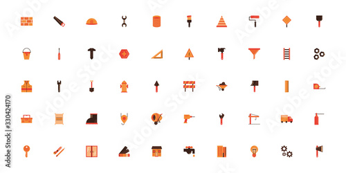 bundle of construction set flat icons