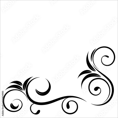 Vintage floral ornament, Hand drawn decorative element, vector illustration of floral element isolated on white background, design for page decoration cards, wedding, banner, frames
