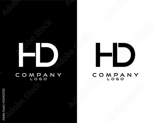 HD, DH modern logo design with white and black color that can be used for business company.