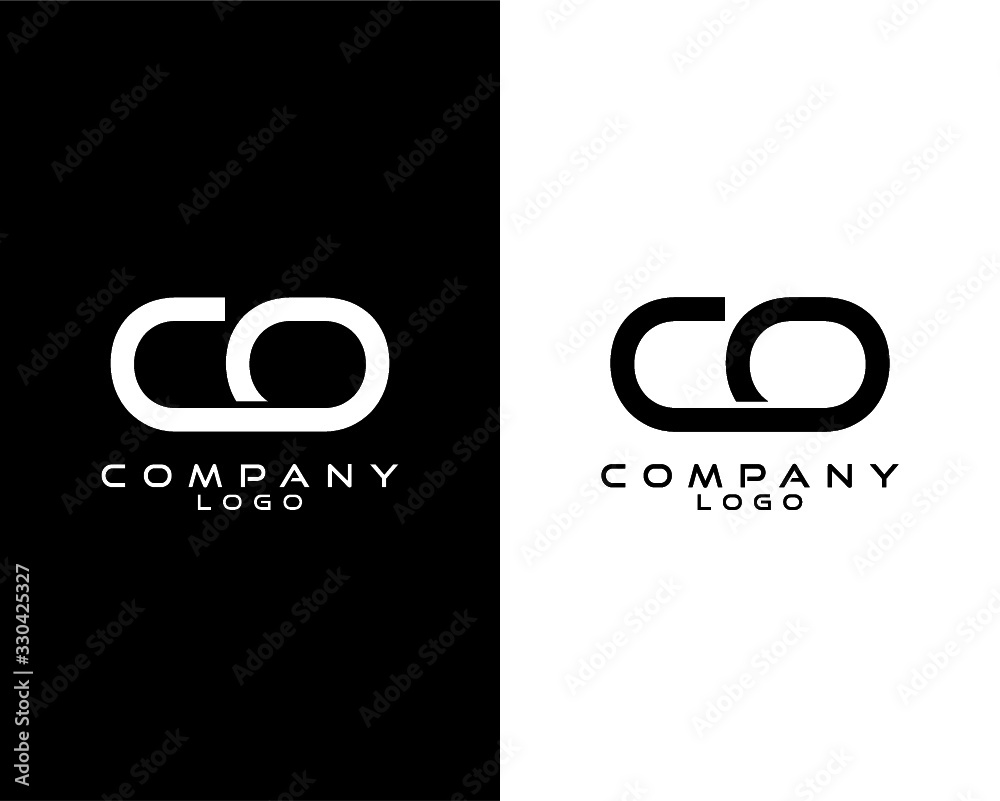 CO, OC modern logo design with white and black color that can be used for business company.