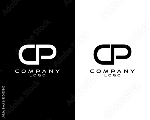 CP, PC modern logo design with white and black color that can be used for business company.