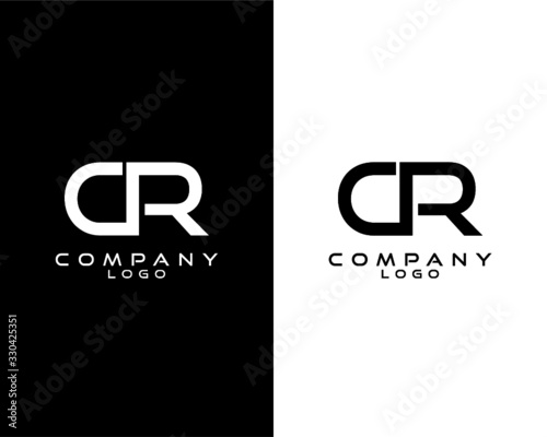 CR, RC modern logo design with white and black color that can be used for business company.