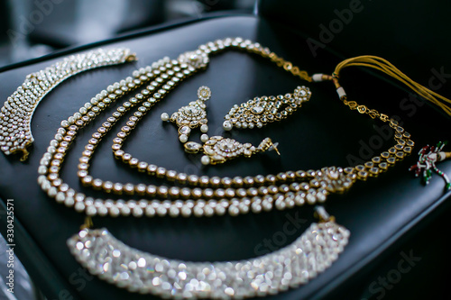 Indian hindu bride's wedding jewellery close up