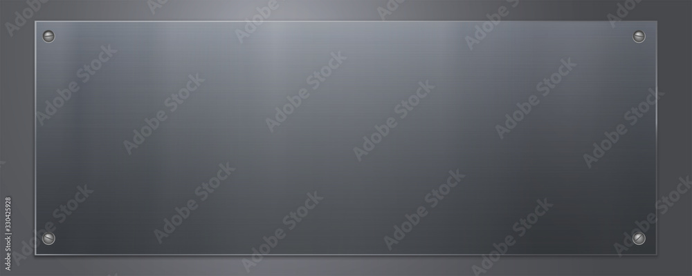 Blank Aluminum Sign. Clean metal plate bolted to the wall with screws ...