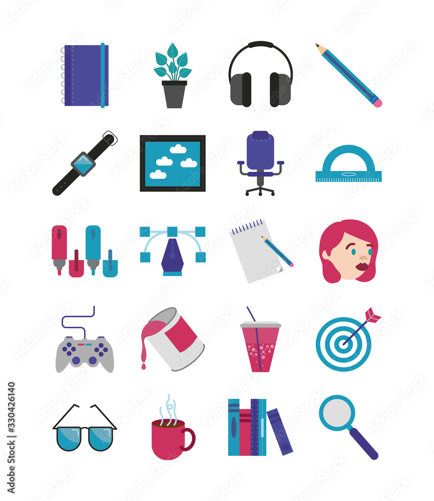 bundle of designer set flat icons