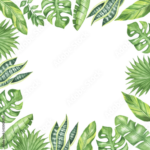 Square frame of tropical leave