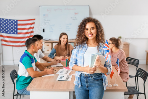 People taking classes at language school photo