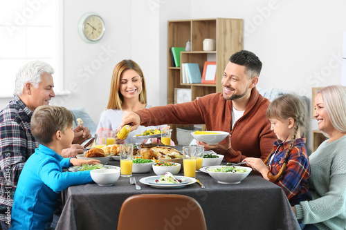 Family celebrating Thanksgi...