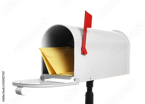 Fotografia Mail box with letters on white background