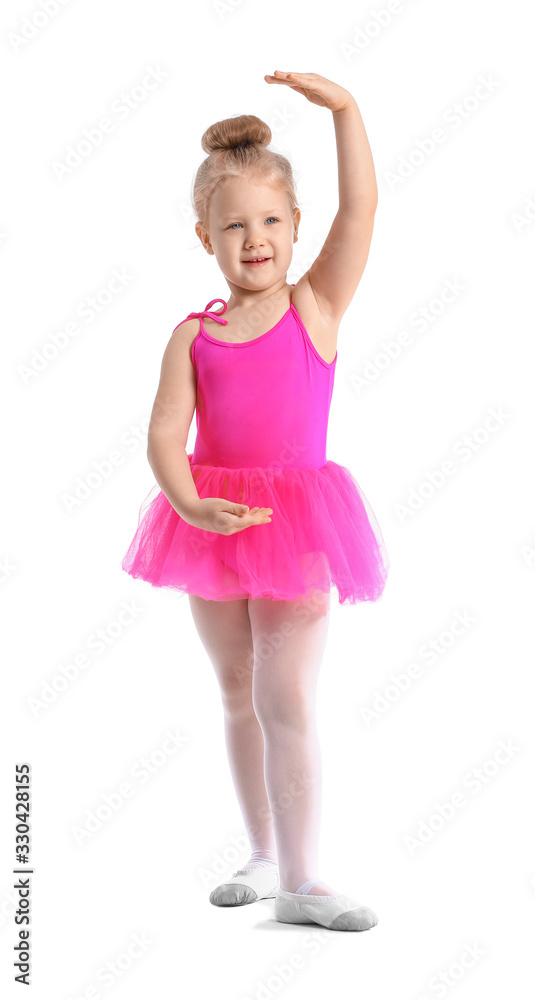 Cute little ballerina on white background Cute little ballerina on white background