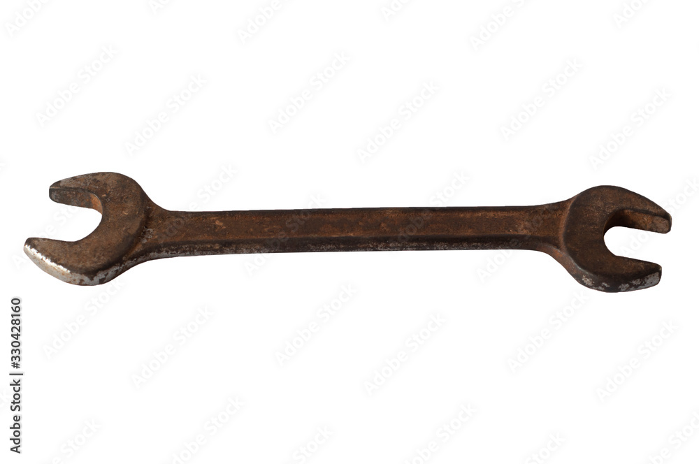 Rusty wrench, isolated on white background. Rusty wrench, isolated on white background.