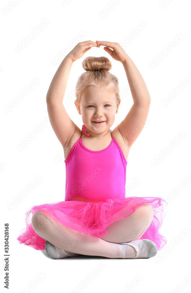 Cute little ballerina on white background Cute little ballerina on white background