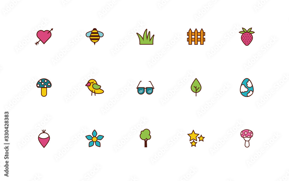 bundle of spring set flat icons bundle of spring set flat icons