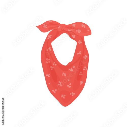 Vector illustration with pink feminine floral neckerchief. Women's clothing, scarf or bandana for travel and vacation
