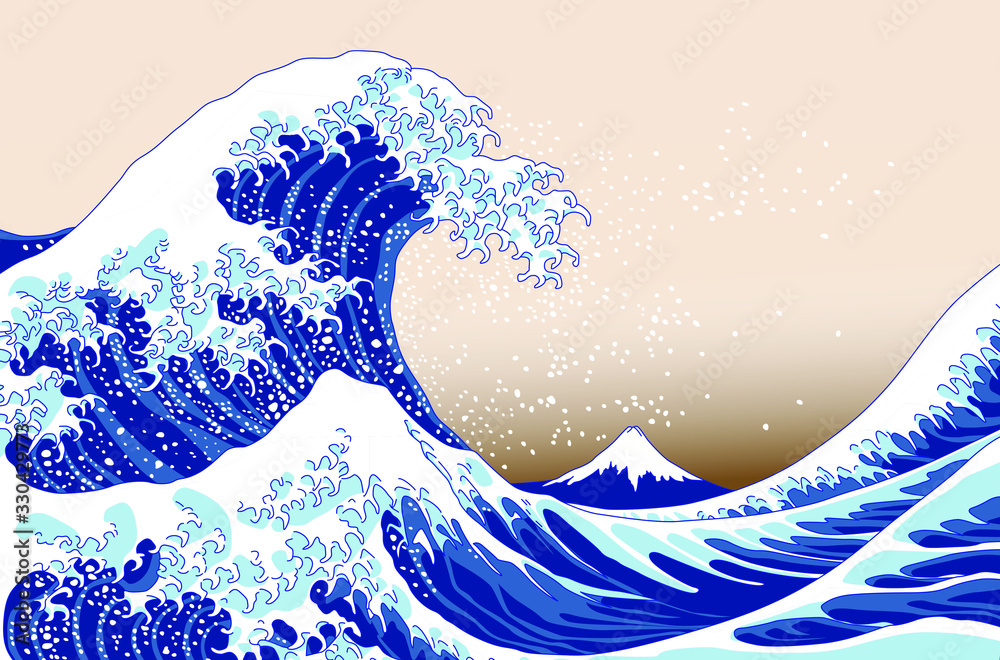Photography Poster Japanese great wave on old paper style | Wall