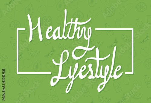 healthy lifestyle lettering frame icon