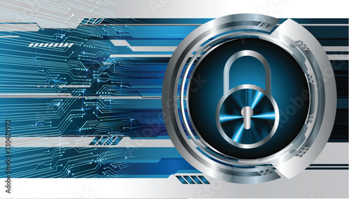 Closed Padlock on digital background, cyber security