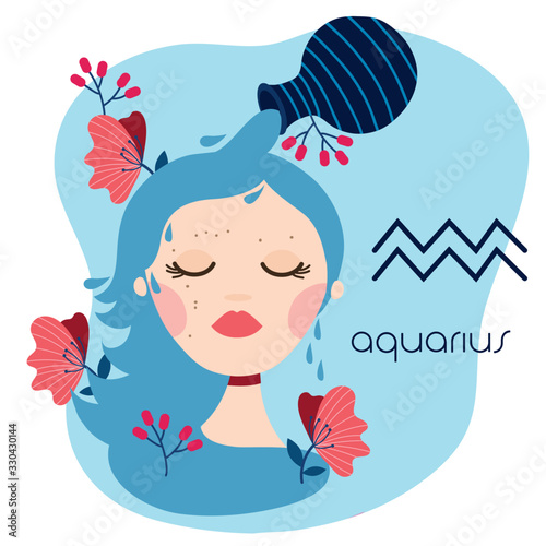 beautiful woman with aquarius zodiac sign