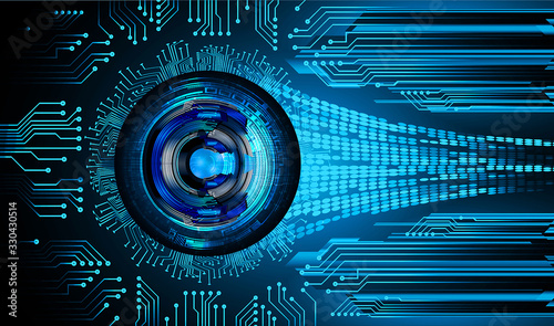 Blue eye cyber circuit future technology concept background
