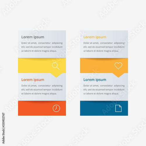 Modern vector abstract infographic with 4 steps or processes elements and marketing icons. Business concept timeline.