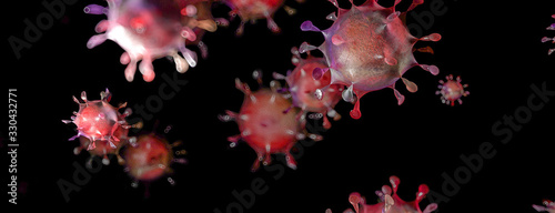 Coronavirus 2019-nCov novel coronavirus concept resposible for asian flu outbreak and coronaviruses influenza as dangerous flu strain cases as a pandemic. Microscope virus close up. 3d rendering