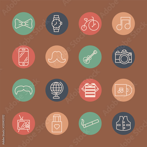 bundle of hipster style set icons