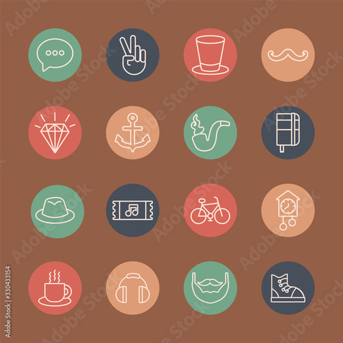 bundle of hipster style set icons