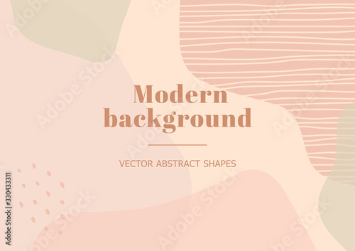 Modern  stylish template with organic abstract shapes in nude pastel colors. Neutral background for beauty branding design. Contemporary collage for beauty branding design. Vector Illustration