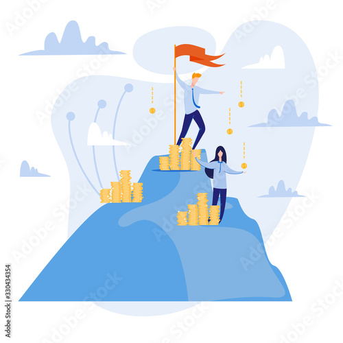 Woman, Dressed Smart, Getting Well Deserved Reward at Her Present Business Rout Leg. Team Leader, Being on Top, Receiving Money and Fame, Planning to Conquer Next Summit with Reliable Partner.