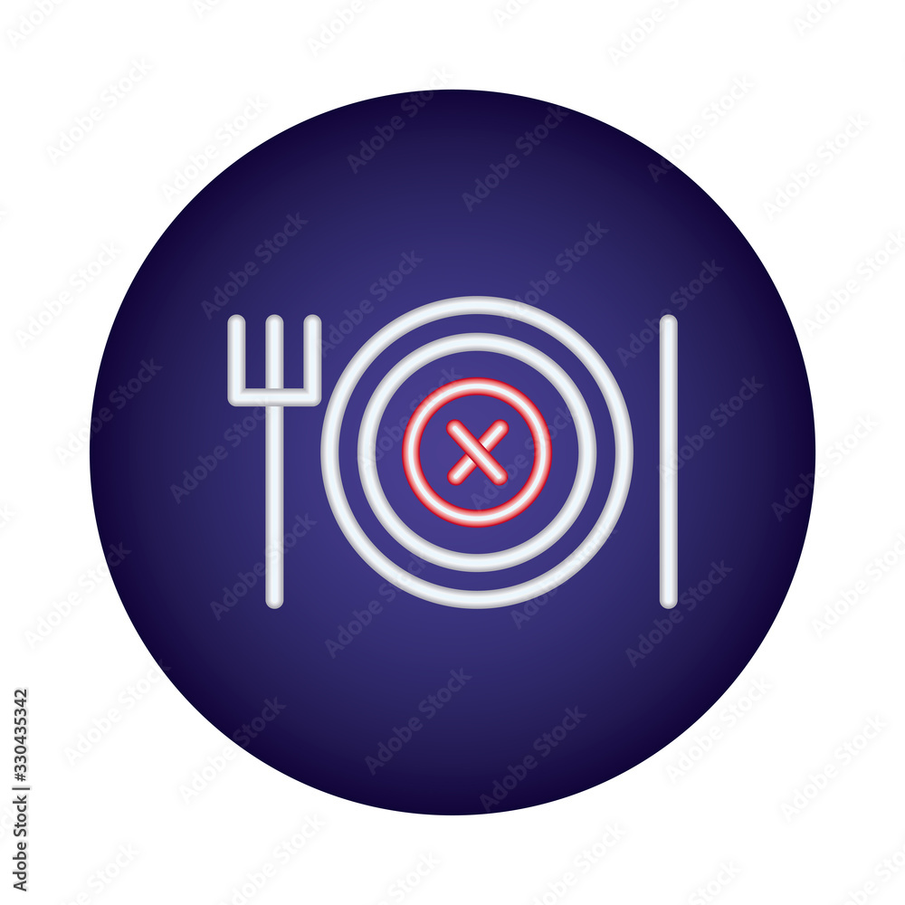 dish with knife and fork neon light style dish with knife and fork neon light style