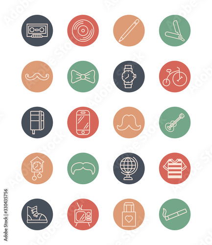 bundle of hipster style set icons