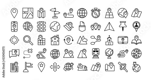 bundle of map line icons
