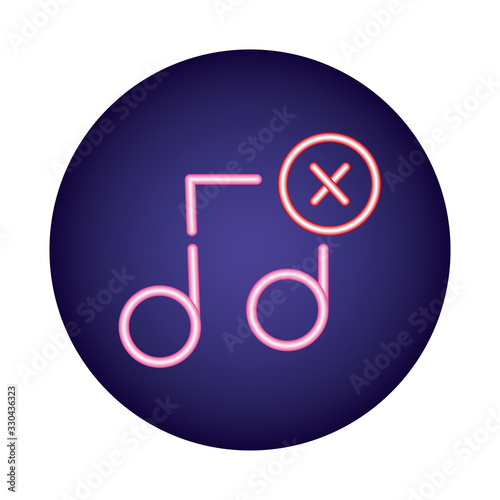 music note neon light style icon