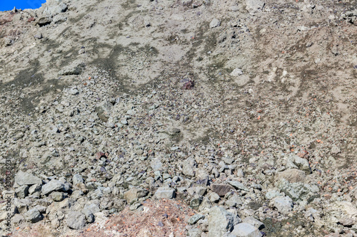 Close-up of a slag heap of iron ore quarry